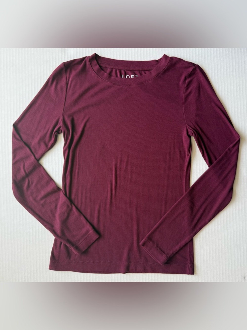 LOFT Long Sleeve Crew Neck Tee Smoked Garnet Red Size S